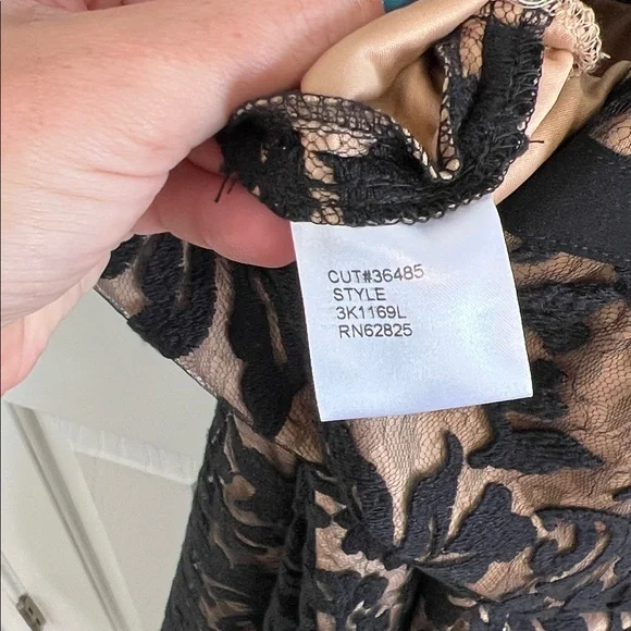 Tadashi Shoji Textured Lace Mermaid Gown black nude illusion size 8 - Picture 11 of 12